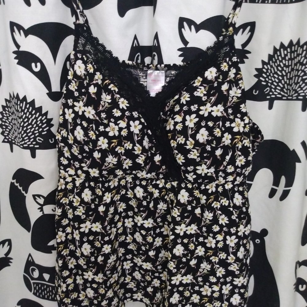 Black and white floral cami